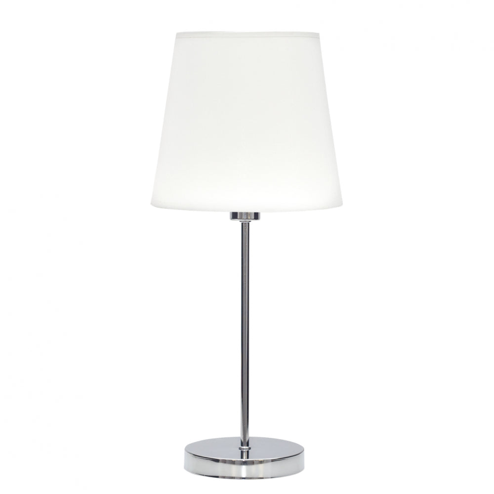 Lámpara de mesa Maldivas Fabrilamp / Abrila, sobremesa clásica cromo y blanca.