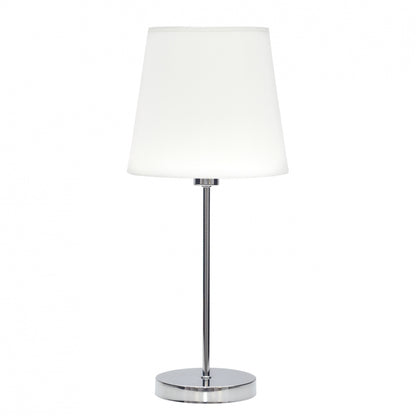 Lámpara de mesa Maldivas Fabrilamp / Abrila, sobremesa clásica cromo y blanca.