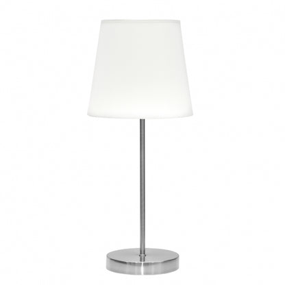 Sobremesa Maldivas Niquel/Blanco E14 de Fabrilamp, vista frontal. Iluminación elegante para tu hogar.