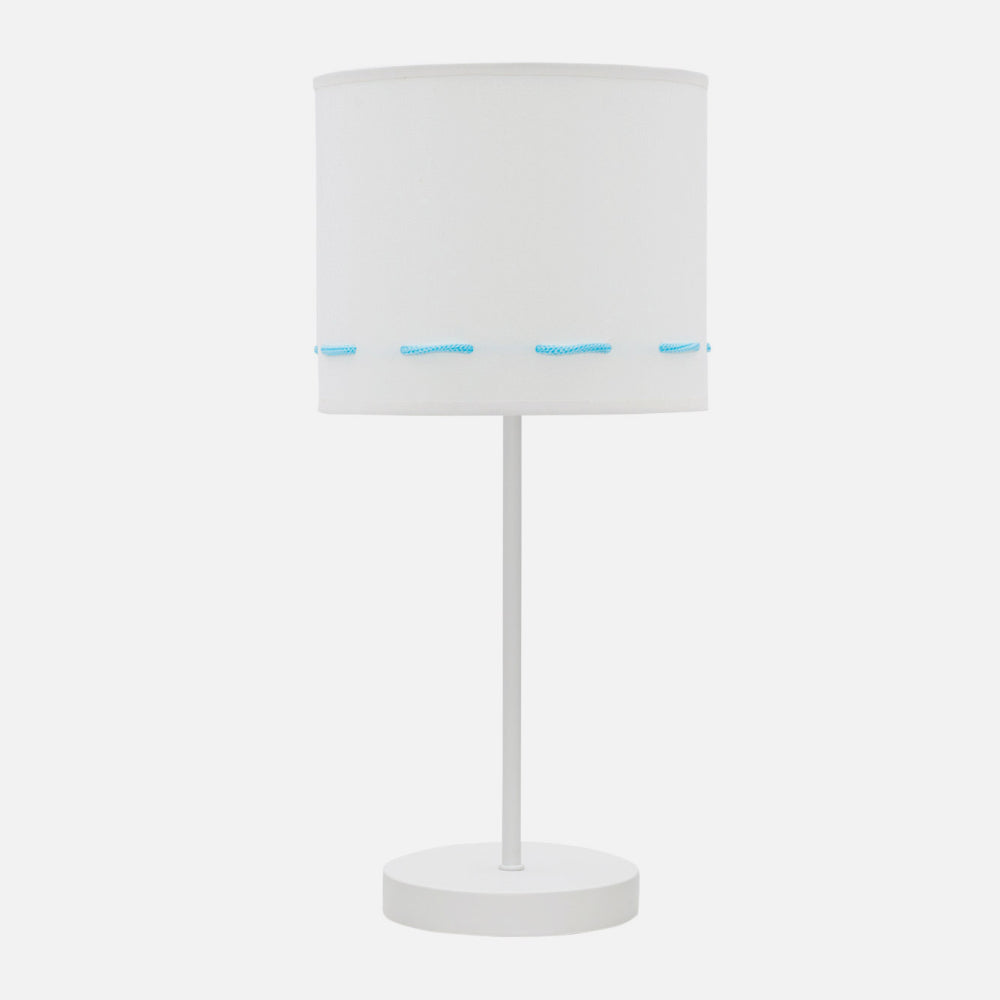 Lámpara Trazos infantil fabricada en metal y textil color blanco/celeste para luz suave