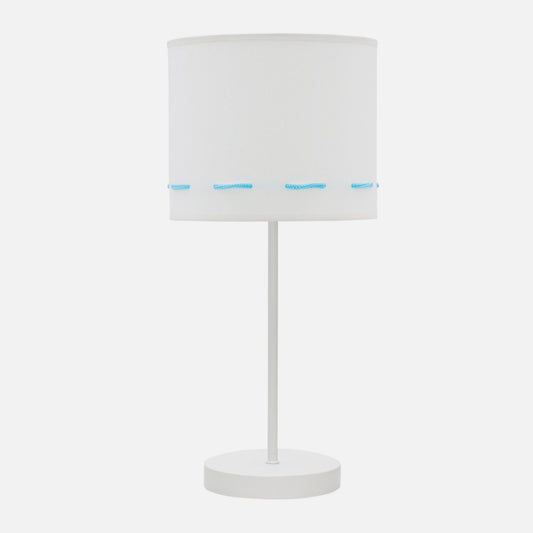 Lámpara Trazos infantil fabricada en metal y textil color blanco/celeste para luz suave