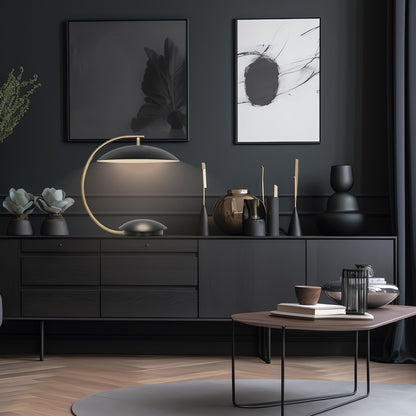 Sobremesa Nanda Negra Mate LED 12W AJP/Alemar (Ref. 11116) - Dimensiones detalladas. LuzGuru.com
