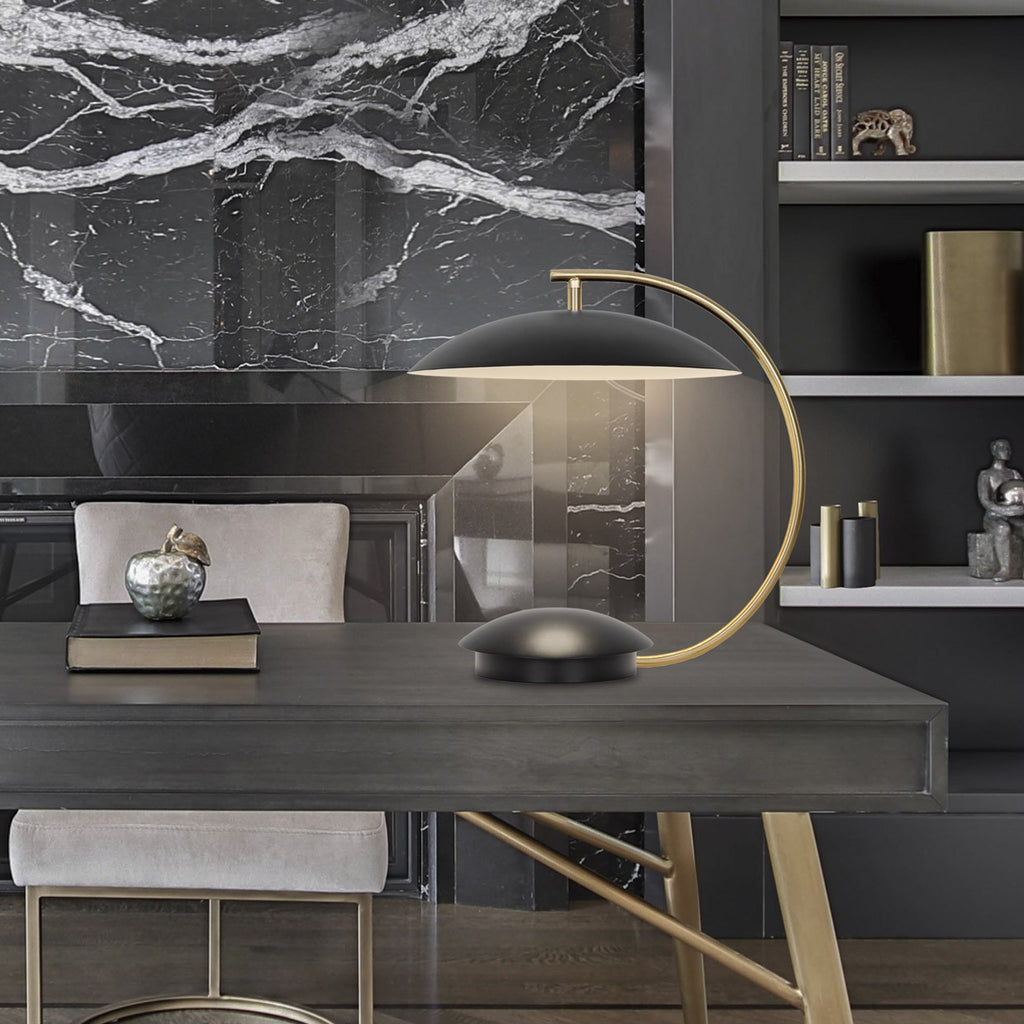 Sobremesa Nanda Negra Mate LED 12W AJP/Alemar - Ref. 11116: Dimensiones del producto.  Luzguru.com
