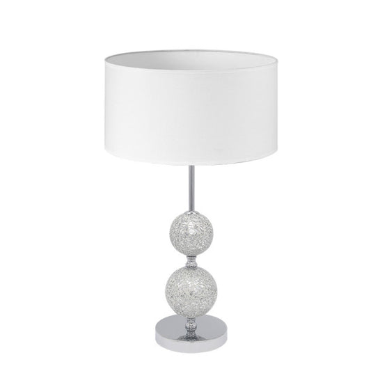 Lámpara de Sobremesa Salaria 35 cm Cromo y Pantalla Blanca Fabrilamp - vista principal | Fabrilamp / Abrila