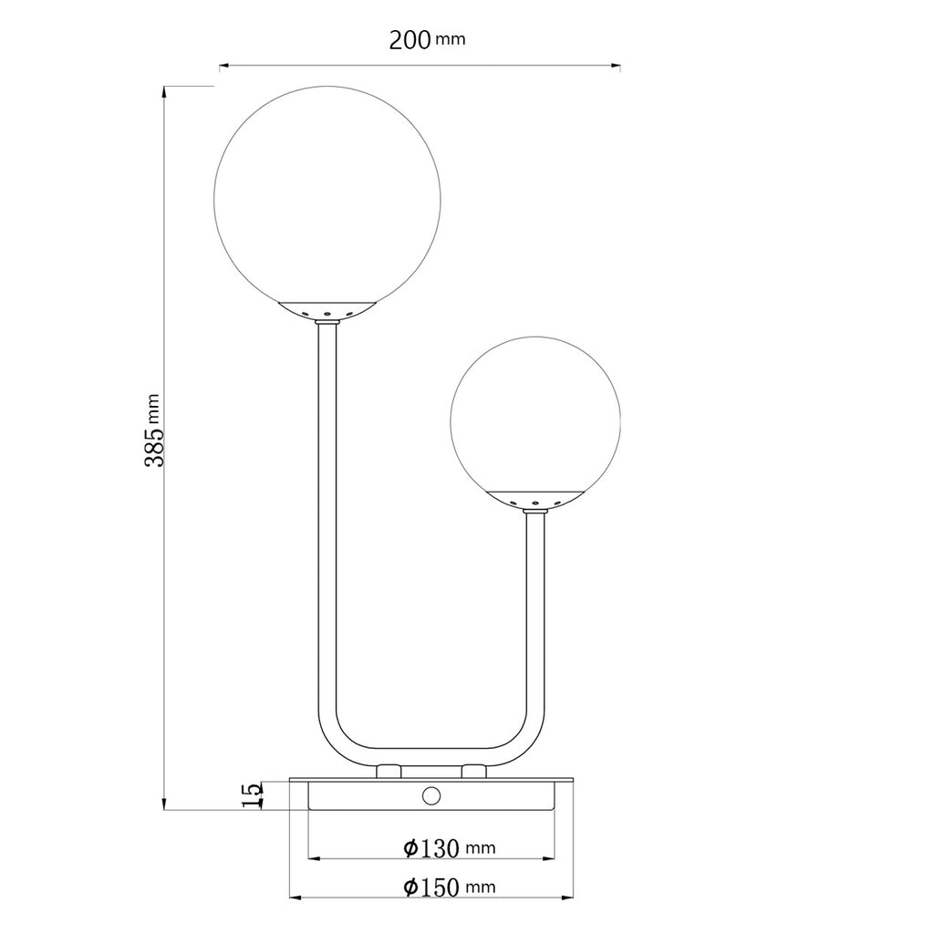 Sobremesa Cosmica Latón AJP/Alemar (Ref. 11459): Dimensiones detalladas. Elegancia y modernidad para tu hogar.  Compra en luzguru.com
