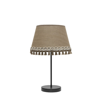 Lámpara sobremesa Ada de Fabrilamp, diseño moderno en negro y arena con tela de saco