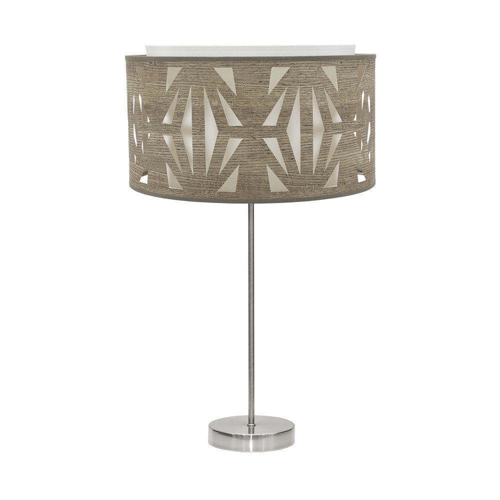 Lámpara de mesa Katerina Fabrilamp / Abrila, diseño moderno en níquel y madera gris, referencia 177971183