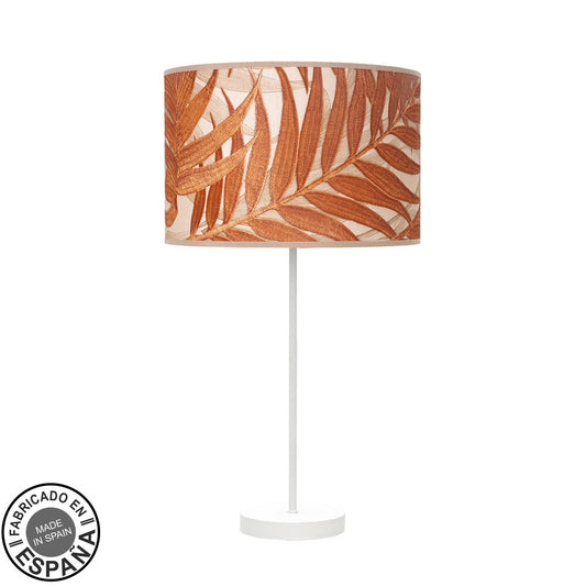 Lámpara de mesa Moda Fabrilamp / Abrila con pantalla textil hoja caldera, ref. 212471021