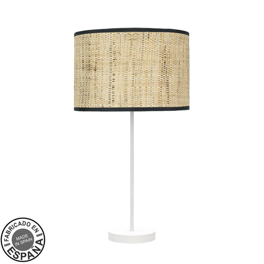 Lámpara de mesa Moda Fabrilamp / Abrila con pantalla de cañizo oscuro, referencia 212471071