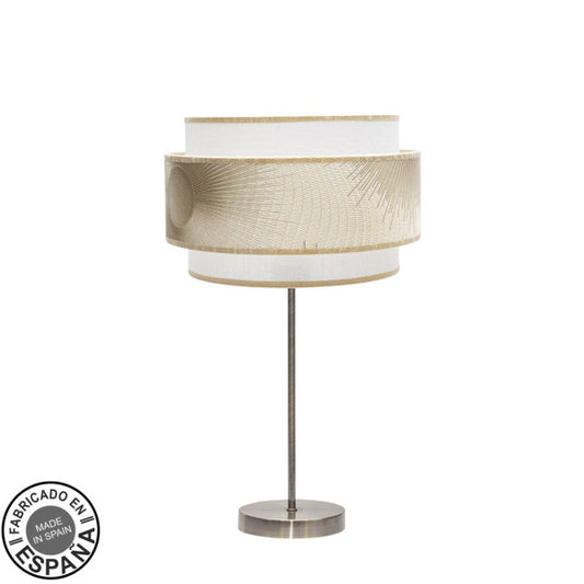 Sobremesa Alto Nepal 1xe27 Cuero/Blanco/Oro 60x30x30 Cm de Fabrilamp - luzguru.com