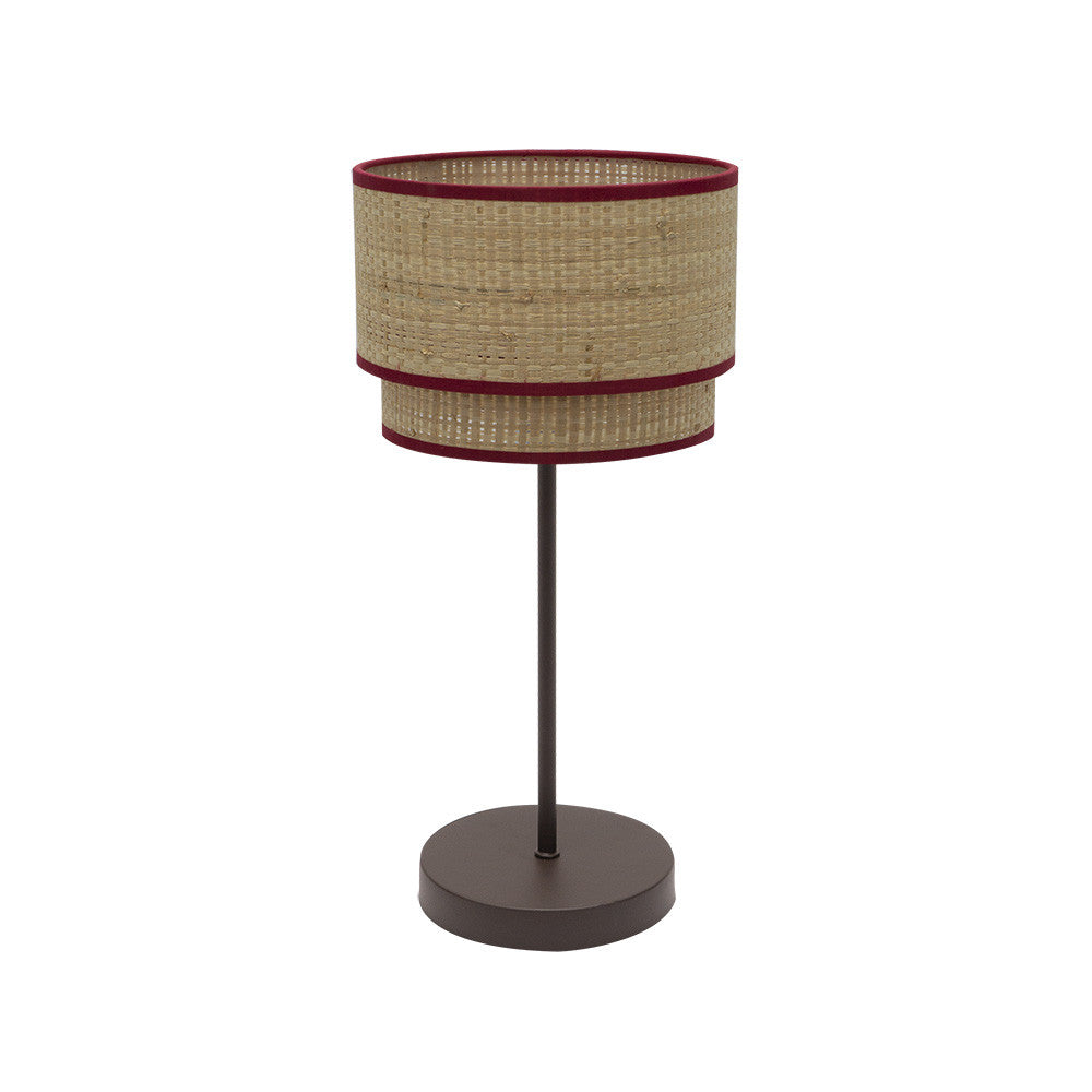 Lámpara de mesa Roque Fabrilamp / Abrila con pantalla textil natural y roja, referencia 172871107
