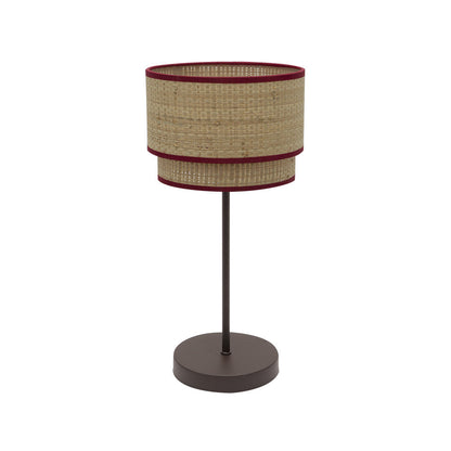 Lámpara de mesa Roque Fabrilamp / Abrila con pantalla textil natural y roja, referencia 172871107