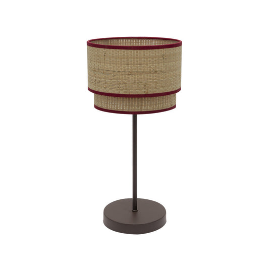 Lámpara de mesa Roque Fabrilamp / Abrila con pantalla textil natural y roja, referencia 172871107