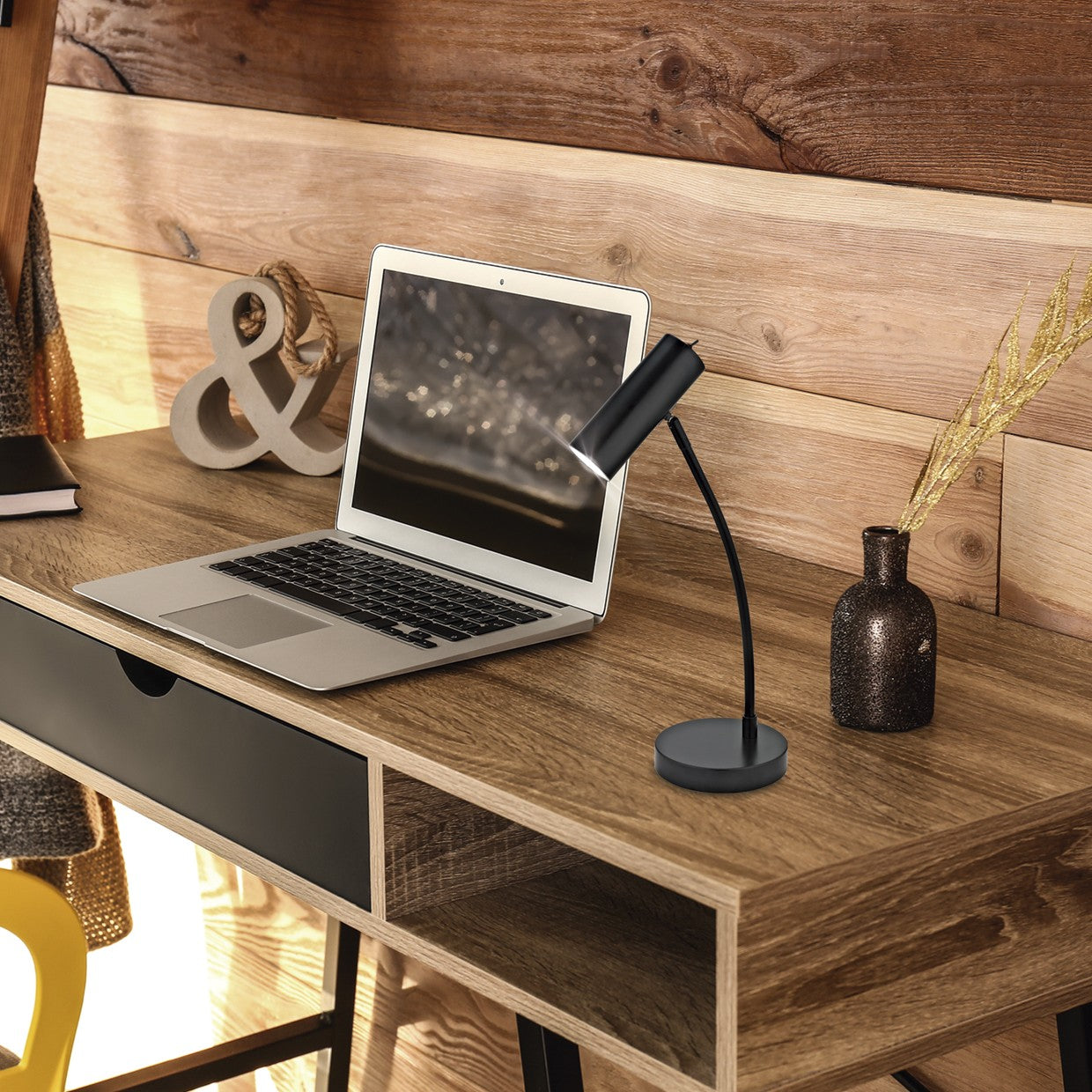 Sobremesa Antia Negra 11336 AJP/Alemar - Medidas. Lámpara de sobremesa negra 50W GU10 (bombilla no incluida).  Luzguru.com
