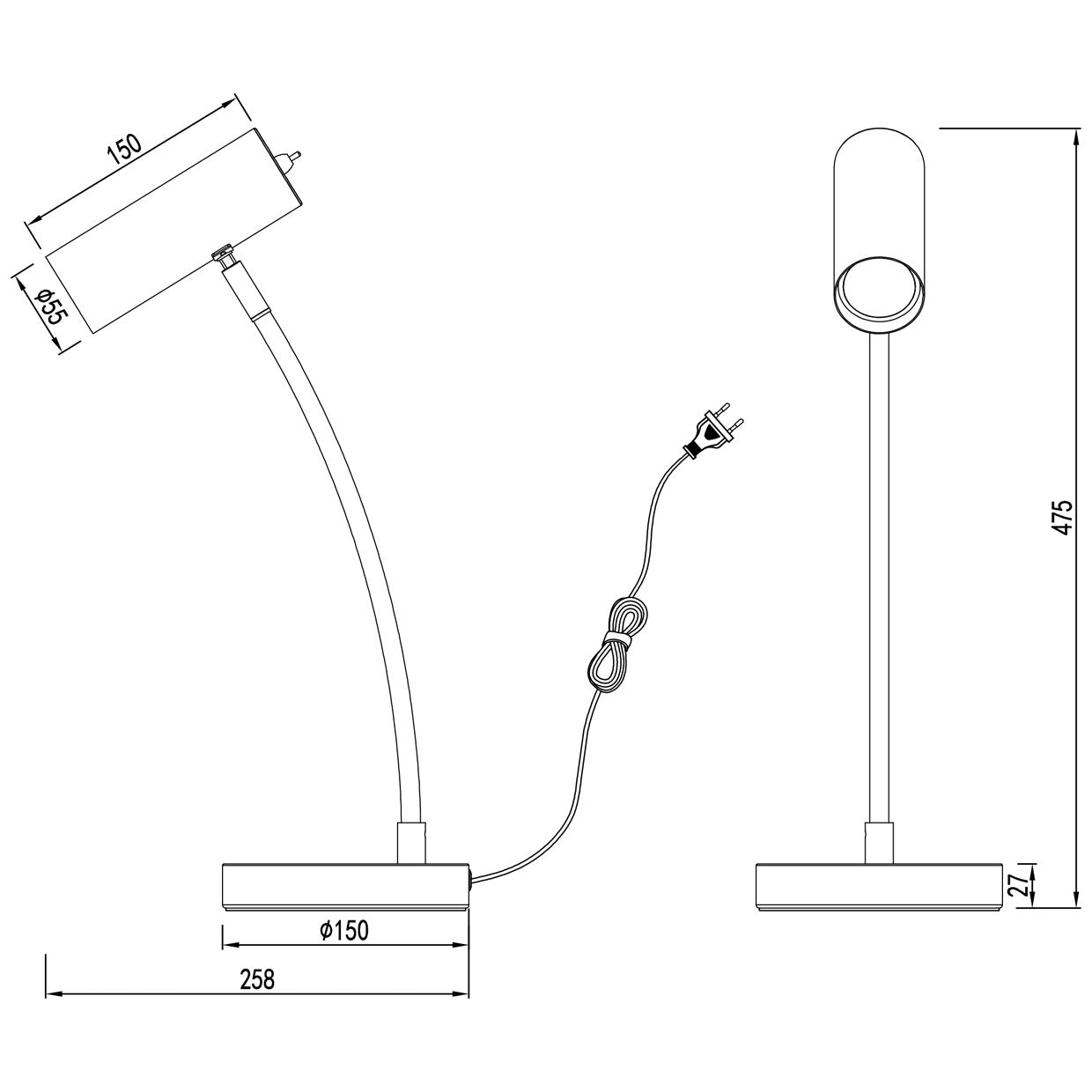 Sobremesa Antia Negra AJP/Alemar (Ref. 11336) - Medidas: Iluminación elegante y sencilla para tu hogar.  Compra en luzguru.com
