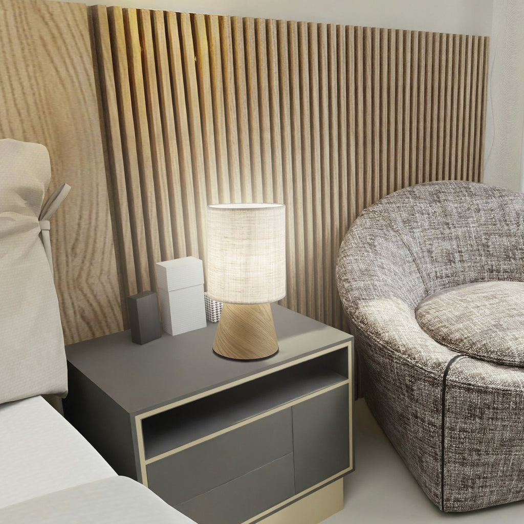 Sobremesa AOSTA Beige/Madera AJP/Alemar (Ref. 11786) - Medidas detalladas.  Compra online en LuzGuru.
