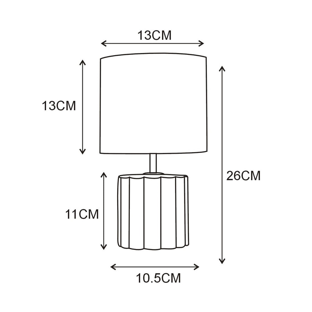 Sobremesa Barlow Beige AJP/Alemar (Ref. 11649): Dimensiones detalladas. Iluminación cálida y elegante para tu hogar.  Compra en LuzGuru.com
