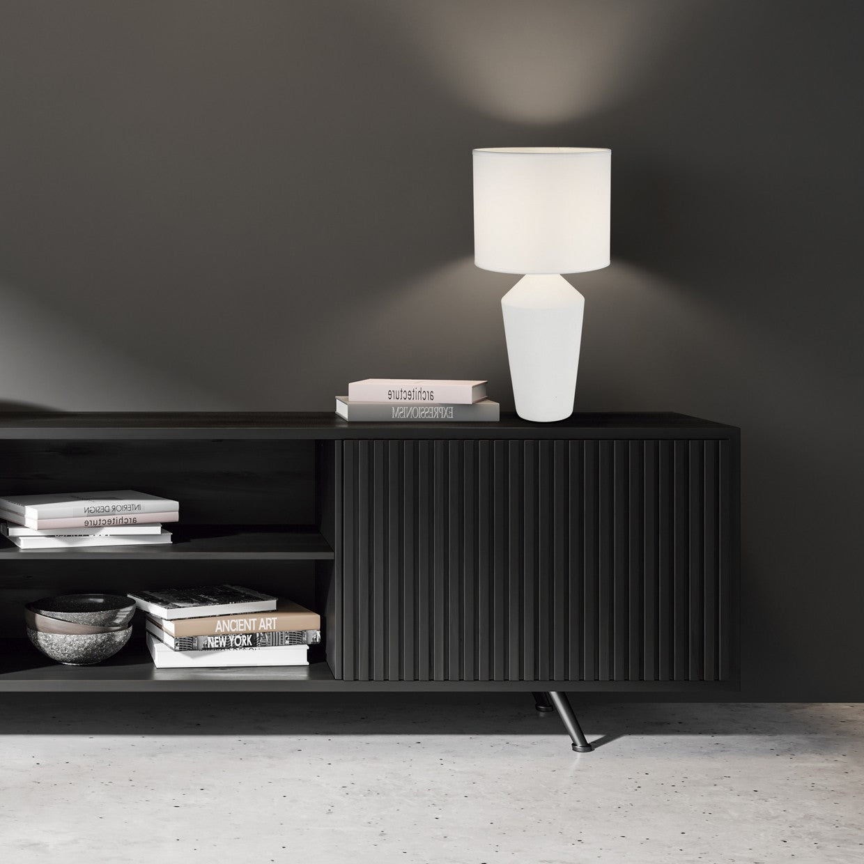 Sobremesa Barron Blanca AJP/Alemar 11718 - Medidas: [Insertar medidas aquí], Lámpara de sobremesa cerámica y tela, 60W E-27, LuzGuru
