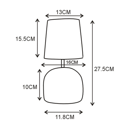 Sobremesa Baxter Azul AJP/Alemar Ref. 11647 - Medidas detalladas de la lámpara de sobremesa de cerámica y tela, 40W E-14. LuzGuru.
