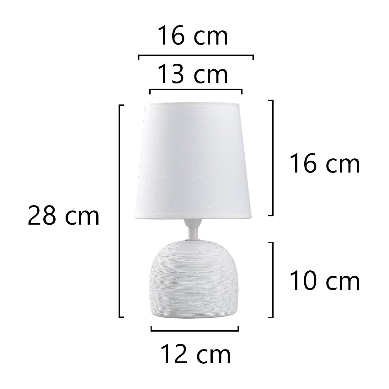 Medidas Sobremesa Baxter Blanca AJP/Alemar Ref. 11377 - LuzGuru.com
