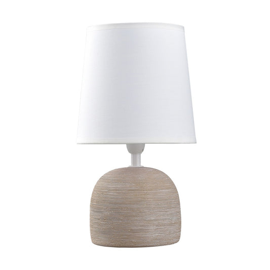 Lámpara de Sobremesa Baxter 28 cm Cerámica Marrón y Pantalla Blanca Alemar - vista principal | AJP / Alemar