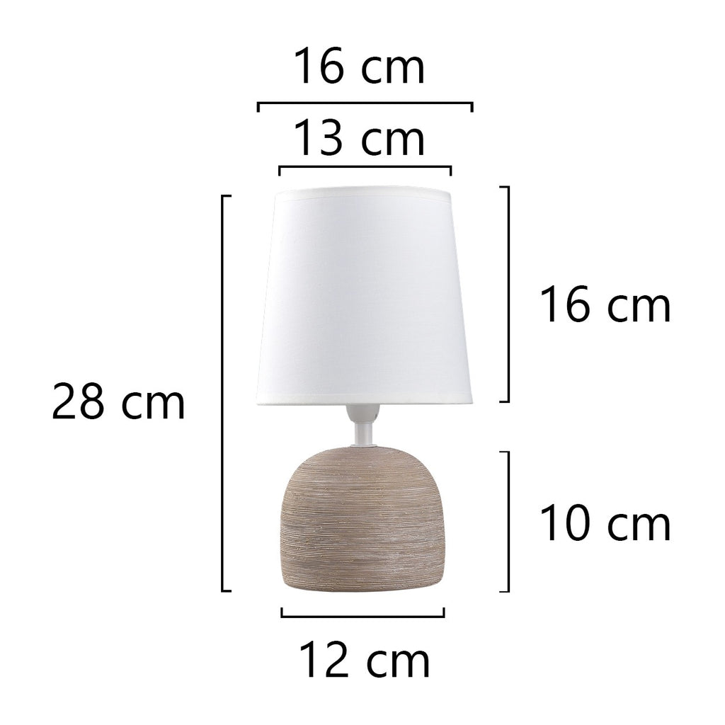 Sobremesa Baxter Marrón AJP/Alemar (Ref. 11378): Dimensiones detalladas. Elegante diseño cerámico y tela. Envío rápido y garantía LuzGuru.
