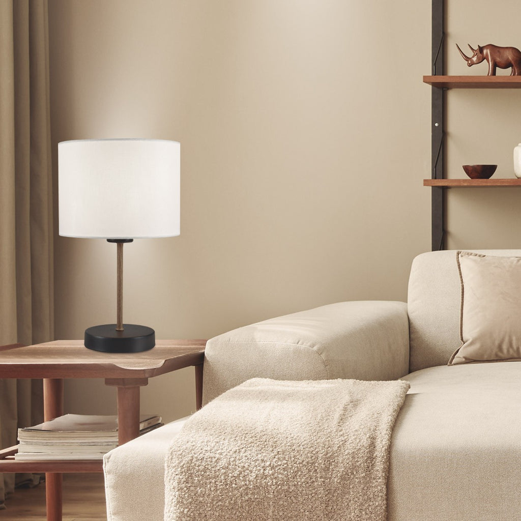 Medidas lámpara sobremesa Berta Negra/Madera AJP Alemar Ref. 60309 - luzguru.com
