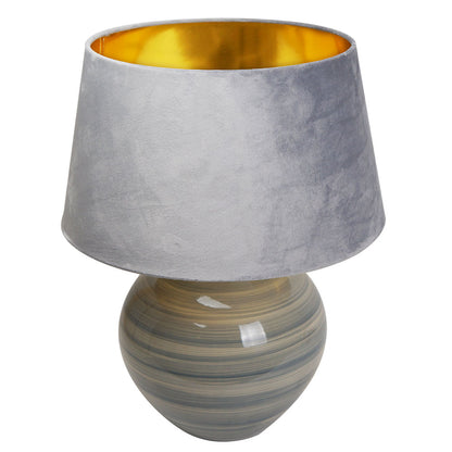 Lámpara Betta fabricada en Cerámica color Gris, con pantalla textil