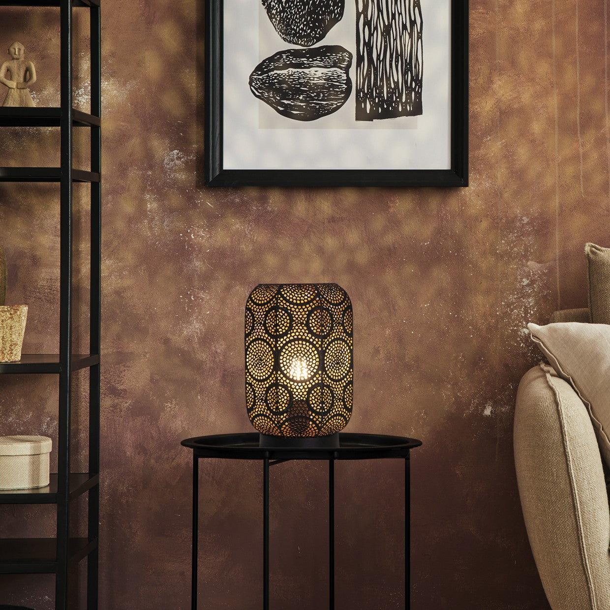 Medidas de la Lámpara de Sobremesa Bisbe Negra Oro AJP/Alemar Ref. 11157 - luzguru.com
