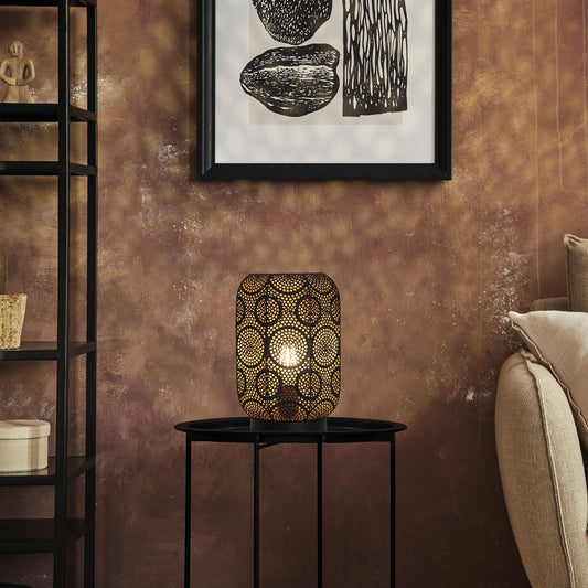 Medidas de la Lámpara de Sobremesa Bisbe Negra Oro AJP/Alemar Ref. 11157 - luzguru.com
