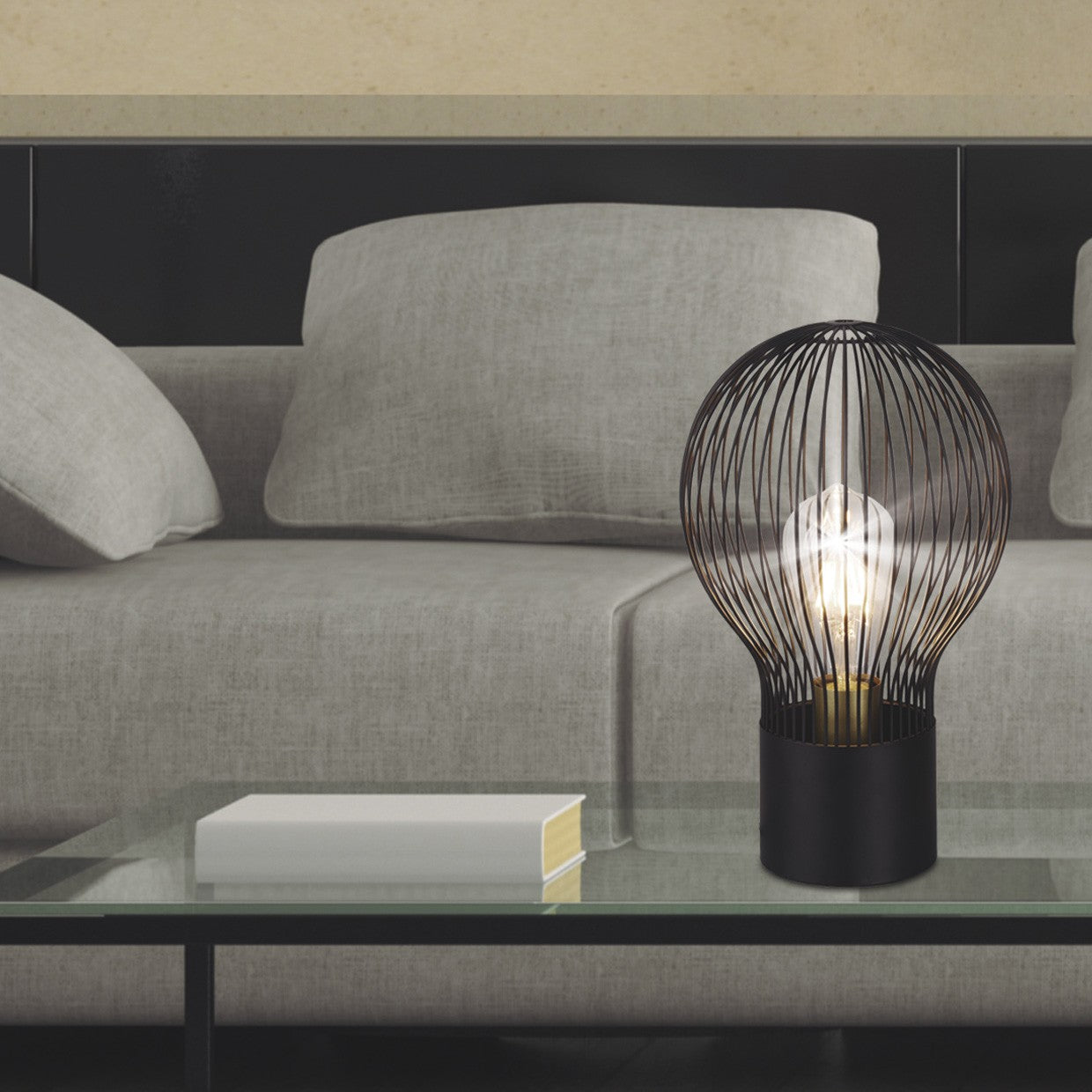 Medidas de la lámpara de sobremesa Brando Negra AJP/Alemar Ref. 11023 - LuzGuru.com
