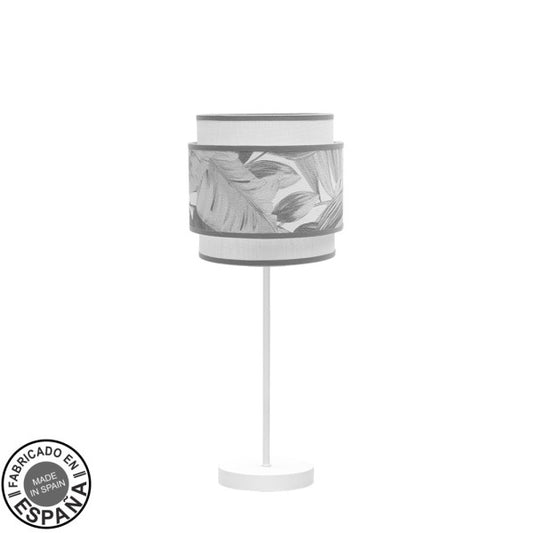 Sobremesa Camerun Blanco/Gris de Fabrilamp, diseño moderno y elegante para iluminar tu hogar.