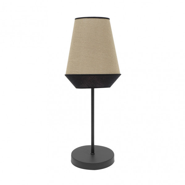 Sobremesa Campana Saco/Negro E14 de Fabrilamp, vista frontal. Iluminación elegante para tu hogar.