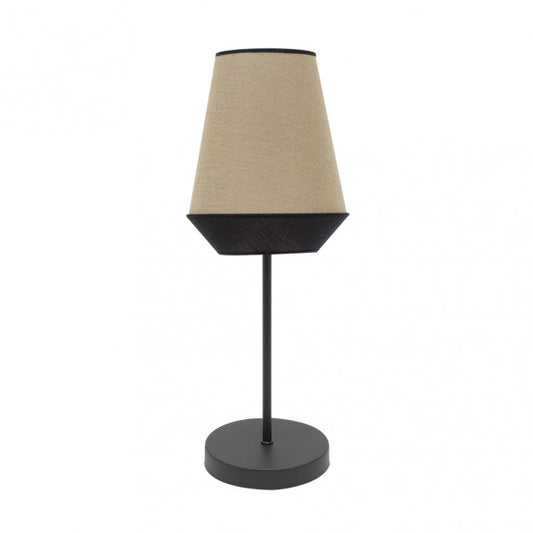 Sobremesa Campana Saco/Negro E14 de Fabrilamp, vista frontal. Iluminación elegante para tu hogar.