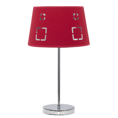 Lámpara de mesa Celaya roja Fabrilamp / Abrila con diseño calado decorativo, ideal para iluminación ambiental.