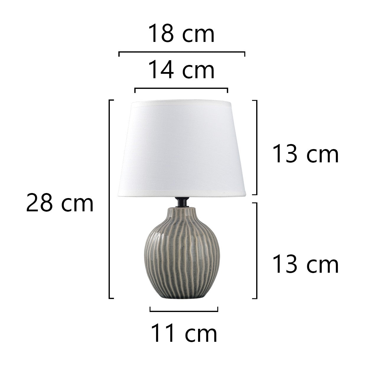 Medidas Sobremesa Cerámica Farlan Gris/Blanco AJP/Alemar Ref. 11364 - LuzGuru
