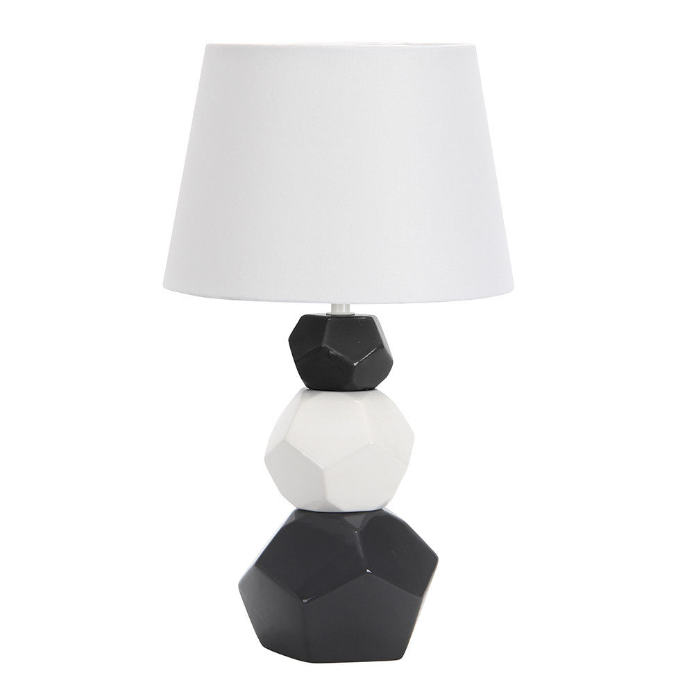 Lámpara de sobremesa Foz Fabrilamp / Abrila cerámica blanca y negra IA012026