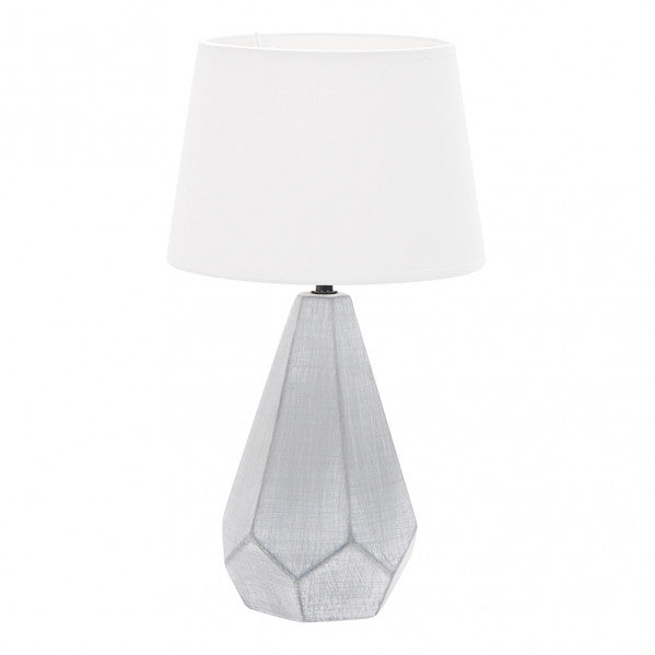 Sobremesa Cerámica Ibi Zinc/Blanco - Vista frontal. Iluminación elegante para tu hogar. Fabrilamp en luzguru.com