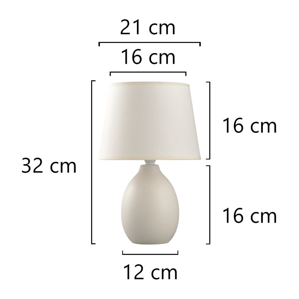 Sobremesa Cerámica Preston Beige AJP/Alemar (Ref. 11365): Dimensiones detalladas. Elegancia y calidad para tu hogar.  Compra en LuzGuru.
