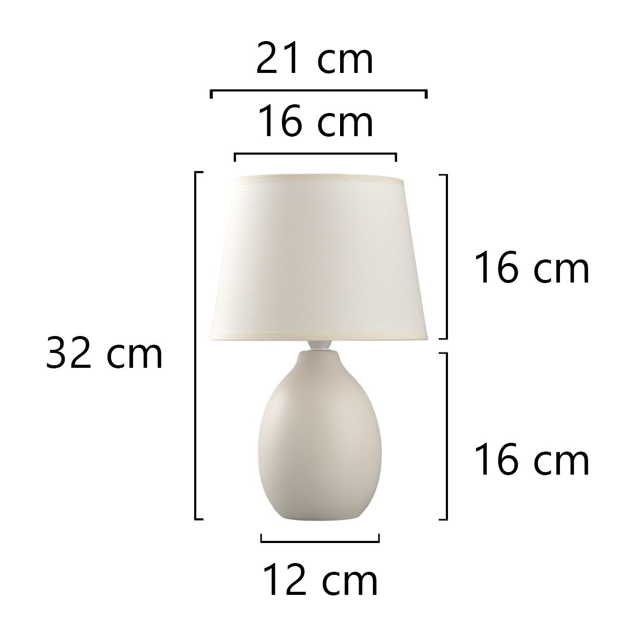 Sobremesa Cerámica Preston Beige AJP/Alemar (Ref. 11365): Dimensiones detalladas. Elegancia y calidad para tu hogar.  Compra en LuzGuru.
