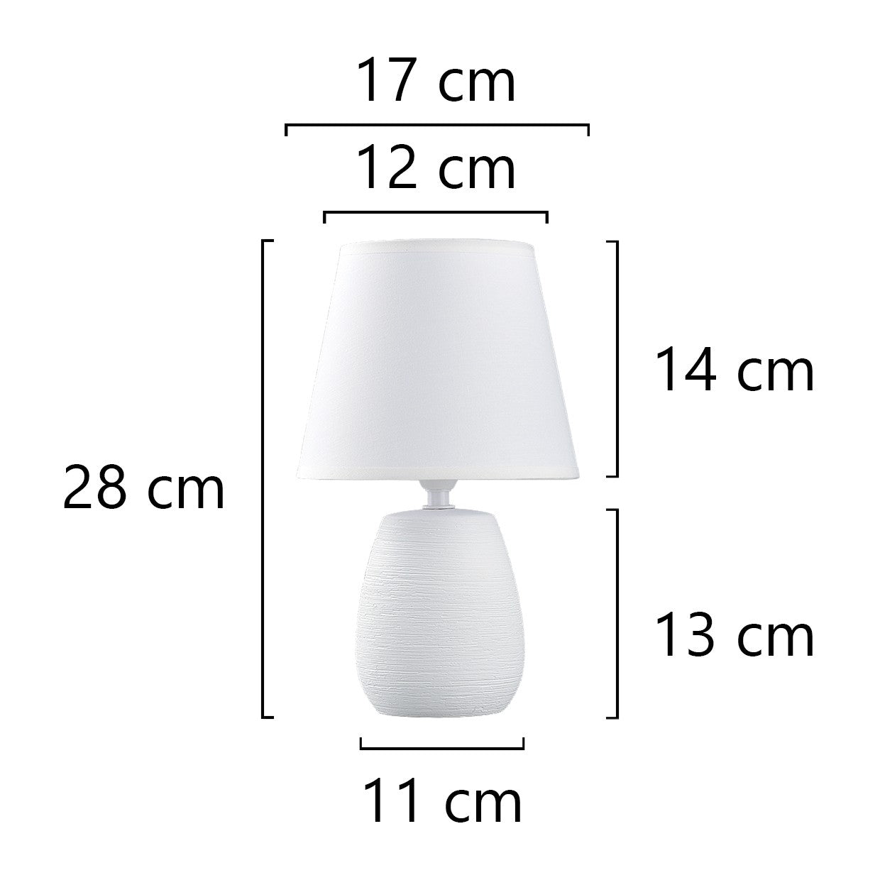 Medidas Sobremesa Cerámica Seneca Blanca AJP/Alemar Ref. 11366 - LuzGuru.com
