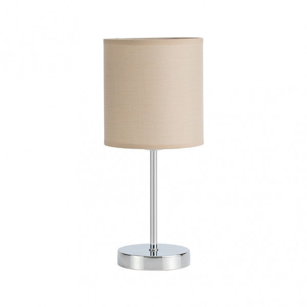 Sobremesa Chanza Beige/Cromo E14 de Fabrilamp/Abrila. Diseño moderno y elegante para iluminar tu hogar.