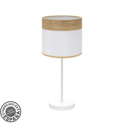 Sobremesa Cloe Blanco/Madera Clara de Fabrilamp, diseño moderno para iluminar tu hogar.