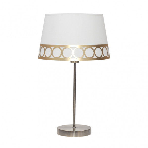 Sobremesa Dalia Blanco/Oro E14 de Fabrilamp, vista general. Iluminación elegante para tu hogar.