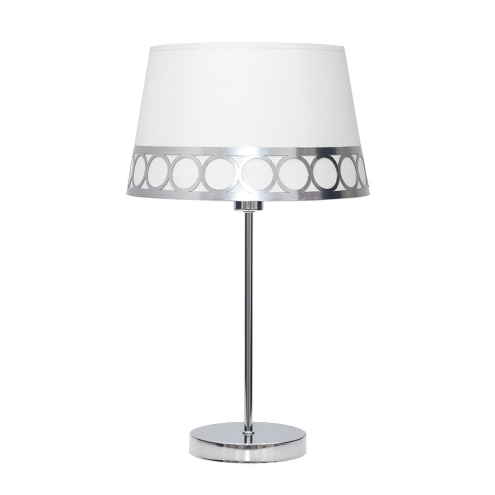 Lámpara de sobremesa Dalia Fabrilamp / Abrila clásica textil blanco plata ref 114871010