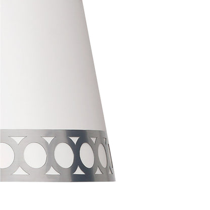 Pantalla para lámpara hecha en Textil color Blanco y estructura en Metal color Plata
