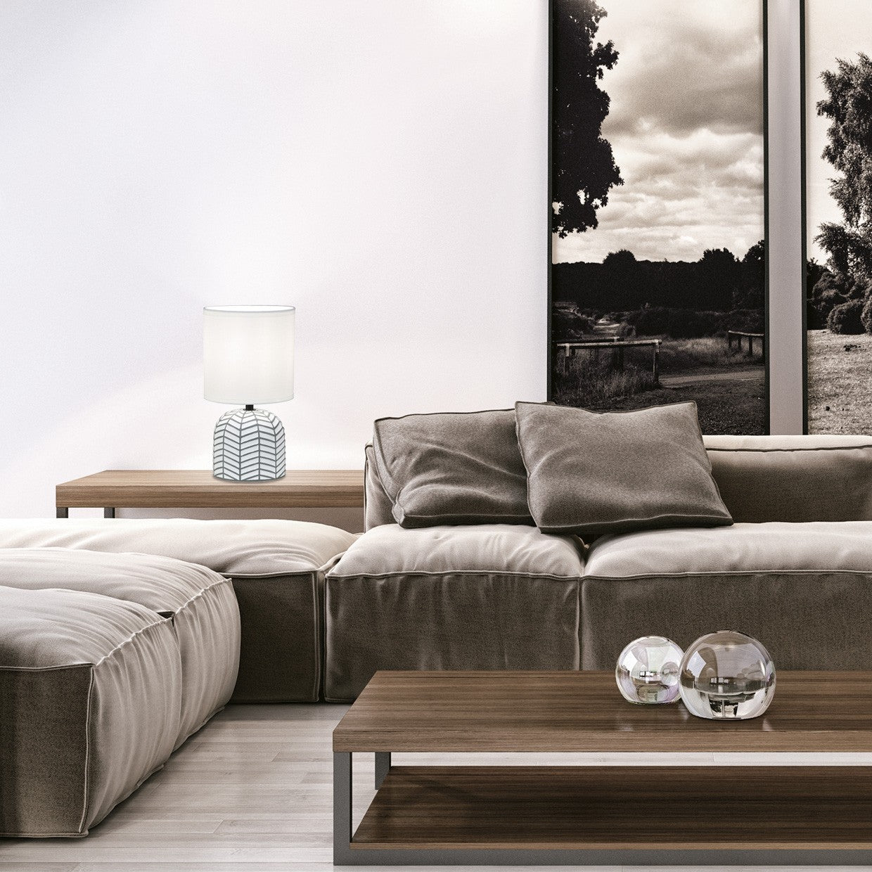 Medidas Sobremesa Darren Blanco/Gris AJP/Alemar Ref. 11684 - LuzGuru
