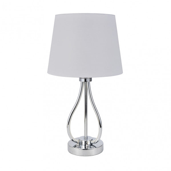 Lámpara de Sobremesa Dubrovnik 46 cm LED Cromo y Pantalla Blanca Fabrilamp - vista principal | Fabrilamp / Abrila