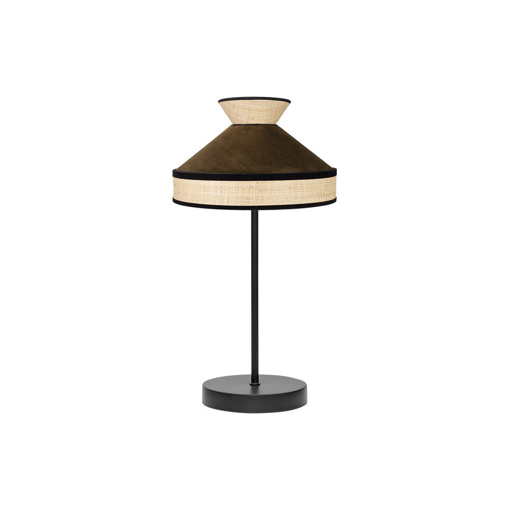 Lámpara de mesa Fabrizio Fabrilamp / Abrila con pantalla textil natural y negra, referencia 179971002