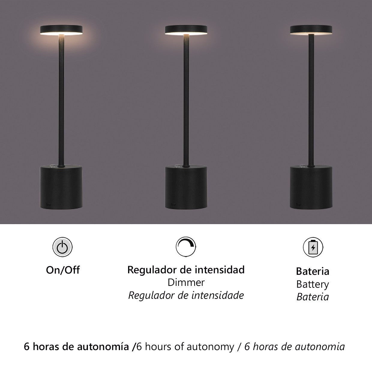 Sobremesa Freya Negra LED 3W AJP/Alemar (Ref. 11388) - Medidas: [Insertar medidas aquí] - luzguru.com
